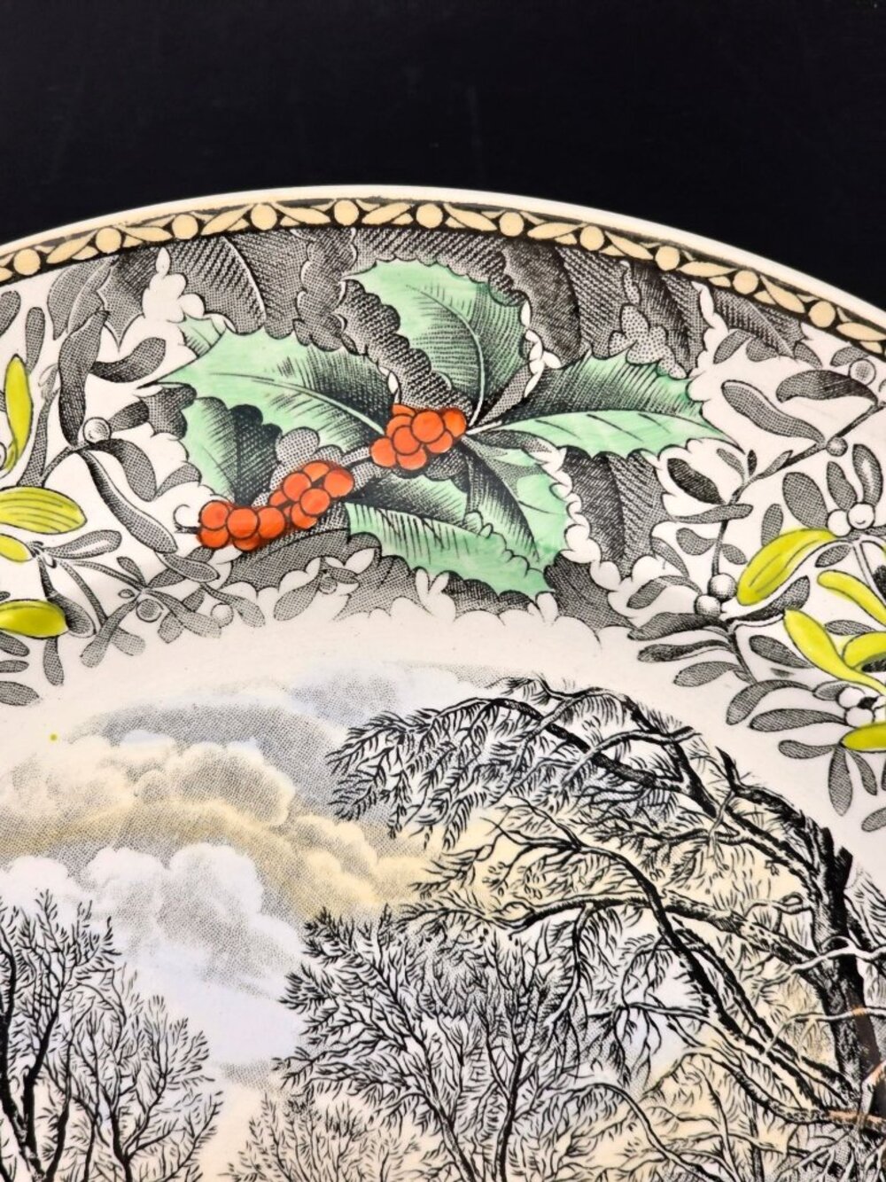 Adams China Winter Pastime 10.5" Dinner Plate Winter Scenes B. Altman England - Picture 9 of 12